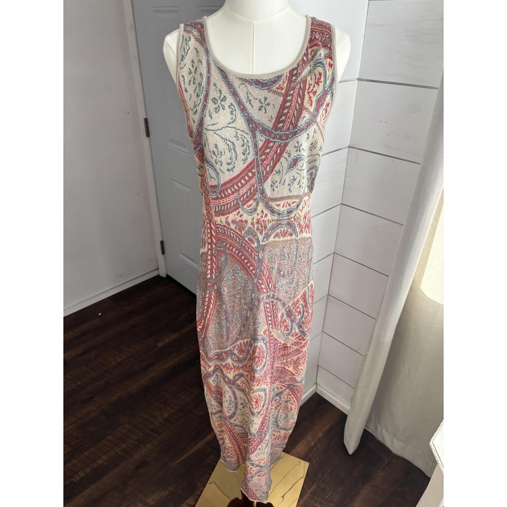 Peruvian Connection Dress Womens Medium Multicolor Persian Paisley Knit Maxi